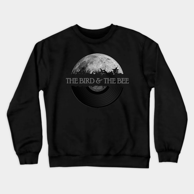 the bird and the bee moon vinyl Crewneck Sweatshirt by hany moon